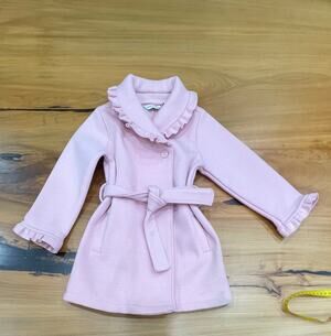 Chic Pink Ruffle Trim Belted Wrap Coat Janie Jack 2t 3t